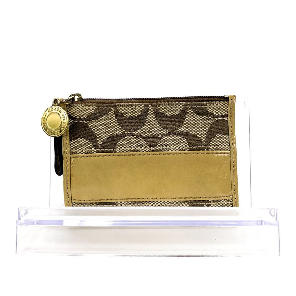 COACH Signature Mini Card Case Holder w/Key Ring